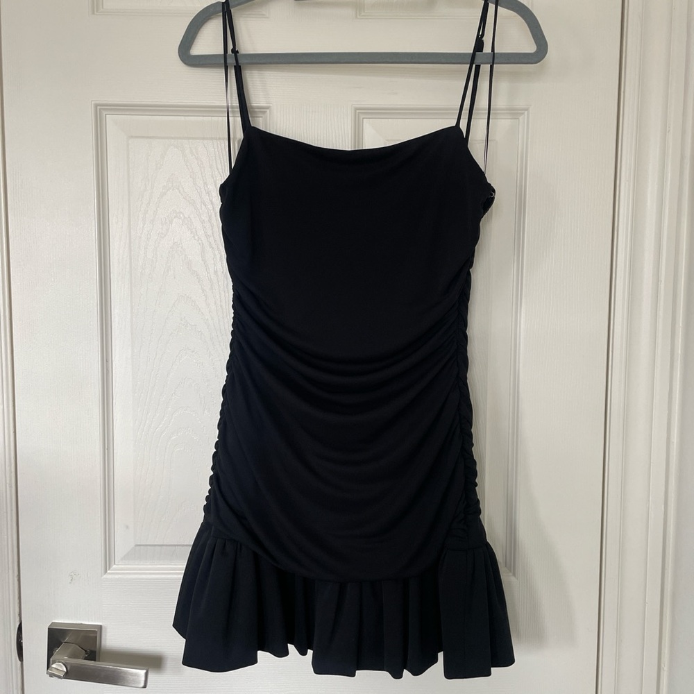 Elegant Black Ruched Dress